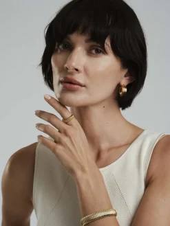 Mockberg Retro Ribbed Ring Guld