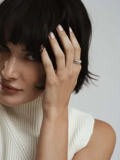 Mockberg Retro Ribbed Ring Silver