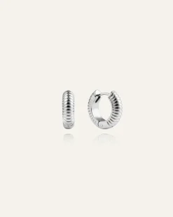 Mockberg Ribbed Örhängen Medium Silver