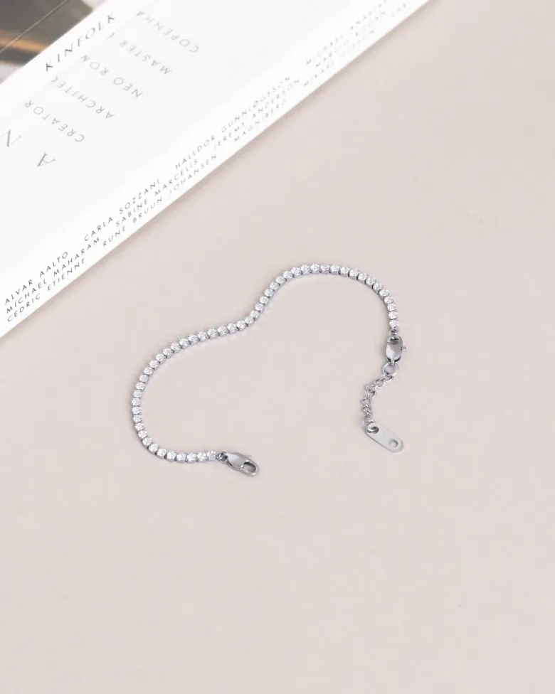 Mockberg Shiny Tennis Armband Silver