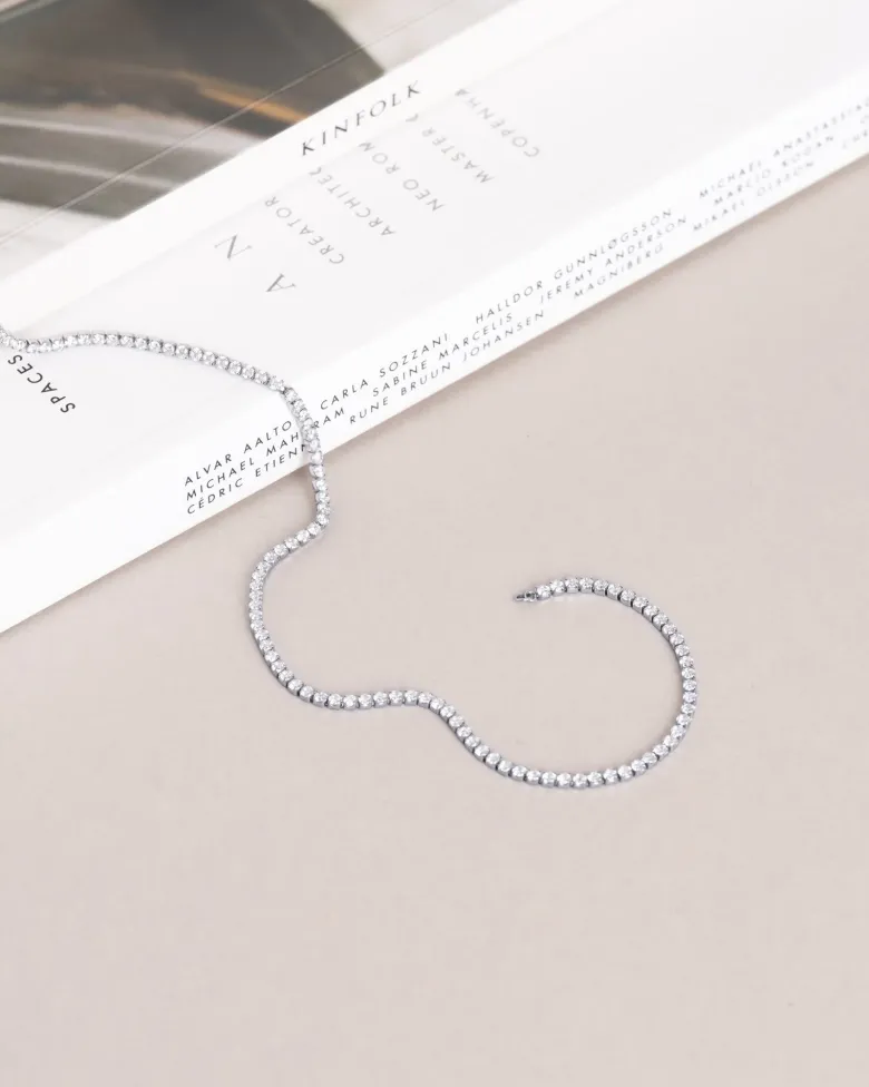 Mockberg Shiny Tennis Halsband Silver