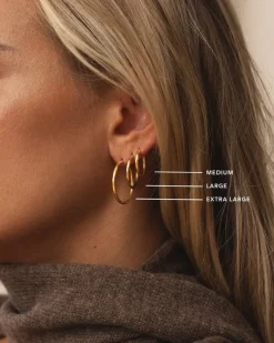Mockberg Slim Medium Hoops Örhängen Guld