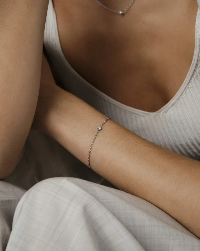 Mockberg Thin Diamond Armband Silver