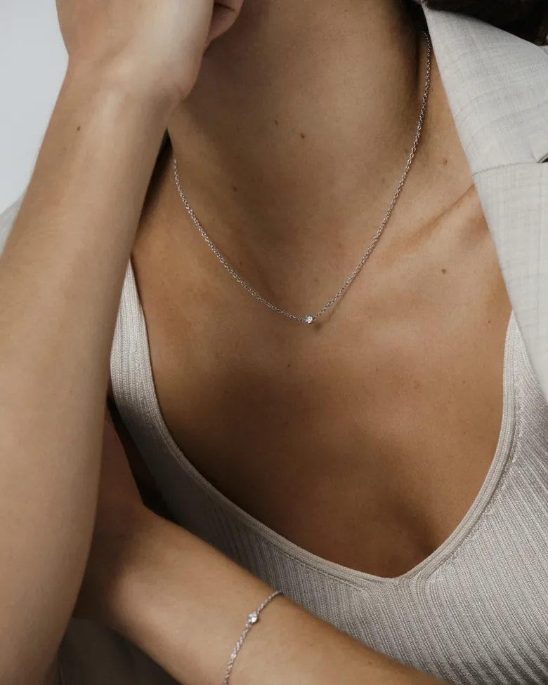 Mockberg Thin Diamond Halsband Silver