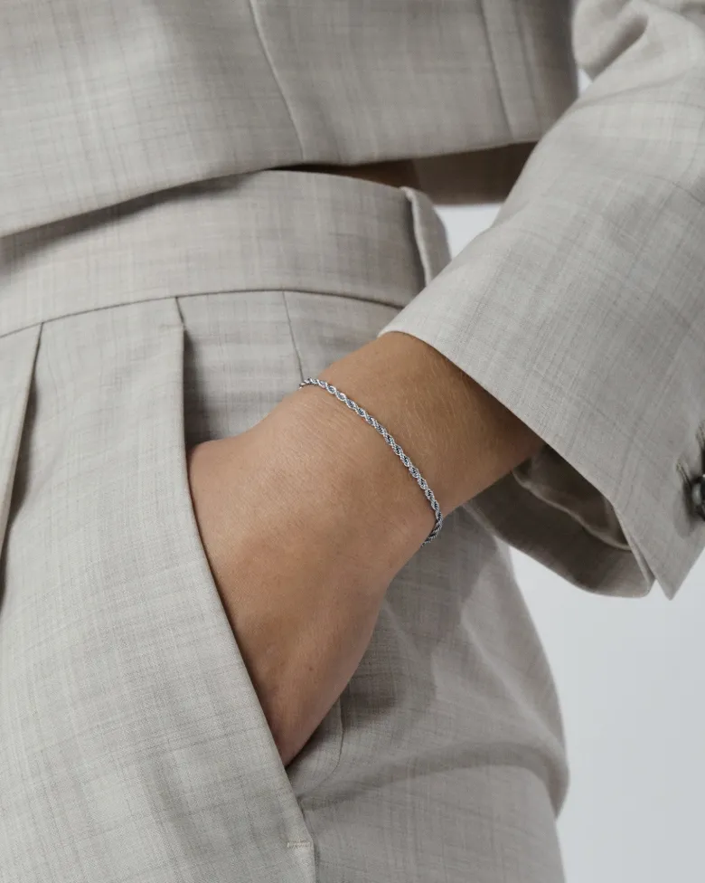 Mockberg Thin Rope Armband Silver