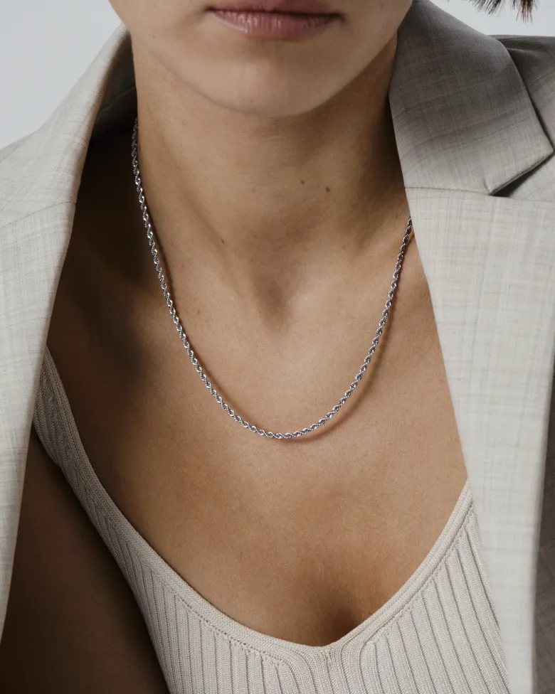Mockberg Thin Rope Halsband Silver