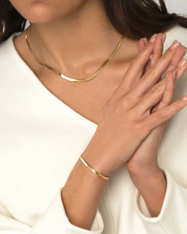 Mockberg Thin Snake Halsband Guld