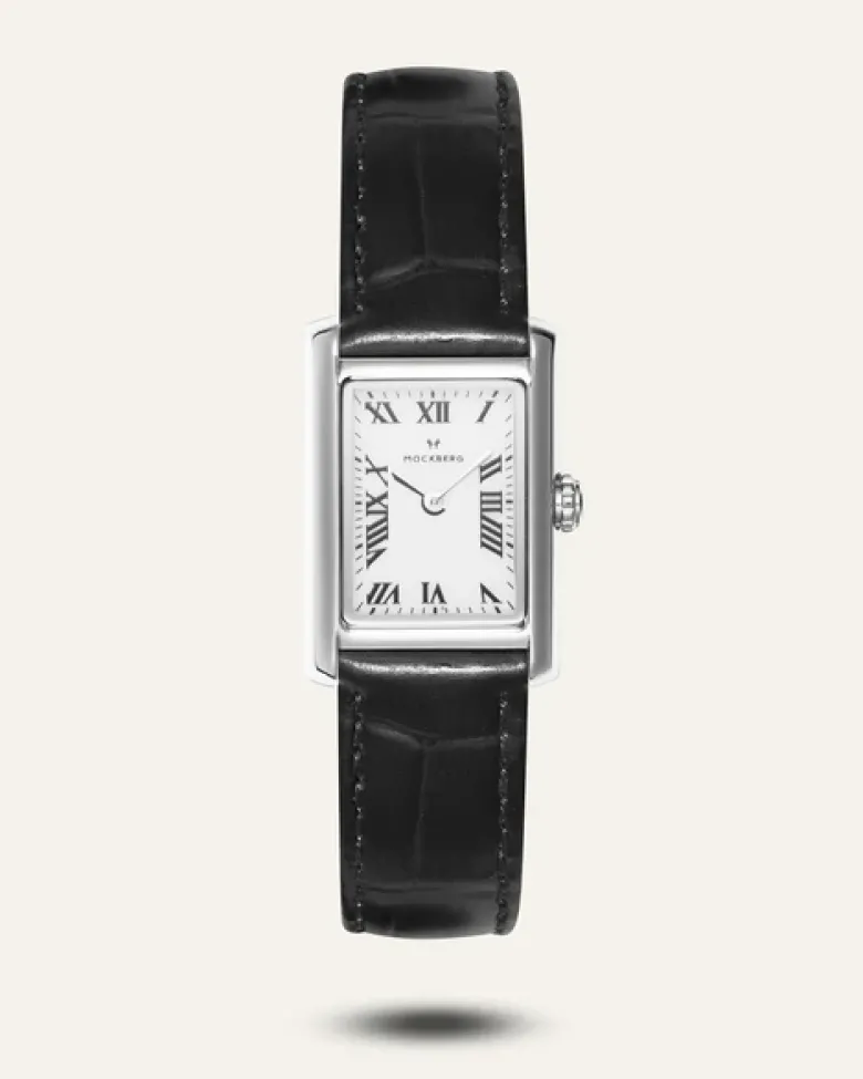 Mockberg Timeless Black Leather Silver Watch MB0246