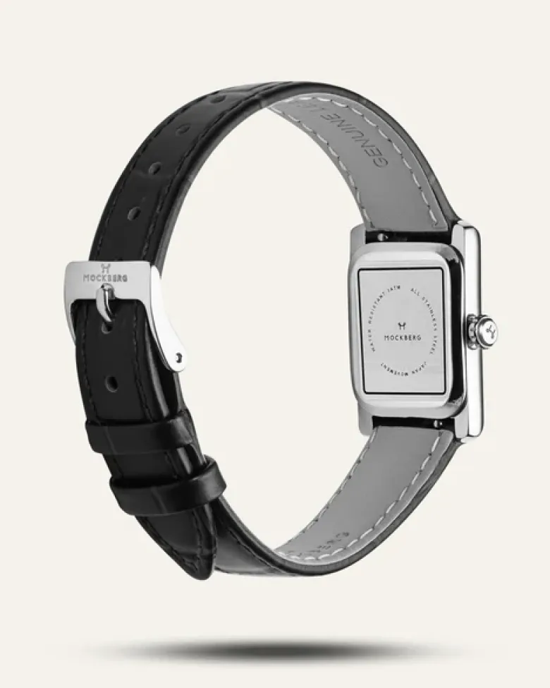 Mockberg Timeless Black Leather Silver Watch MB0246