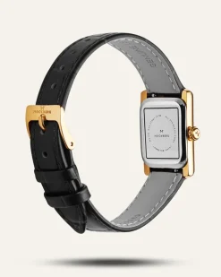 Mockberg Timeless Black Leather Gold Watch MB0245