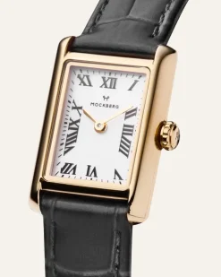 Mockberg Timeless Black Leather Gold Watch MB0245