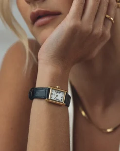 Mockberg Timeless Black Leather Gold Watch MB0245
