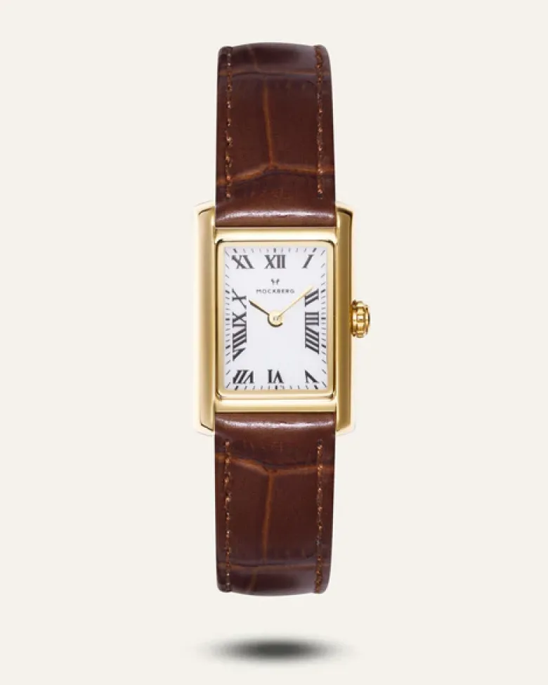 Mockberg Timeless Brown Leather Gold Watch MB0247