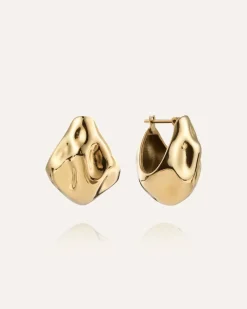 Mockberg Wavy Bolded Drop Örhängen Guld