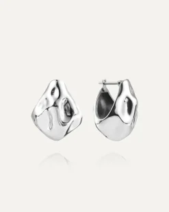 Mockberg Wavy Bolded Drop Örhängen Silver