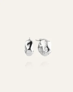 Mockberg Wavy Bolded Small Örhängen Silver Hoops