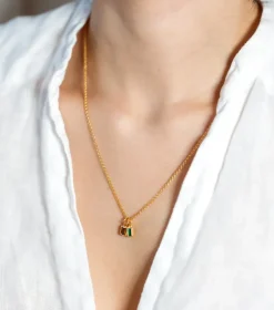 Syster P Beloved Squared Hänge Green Onyx Guld