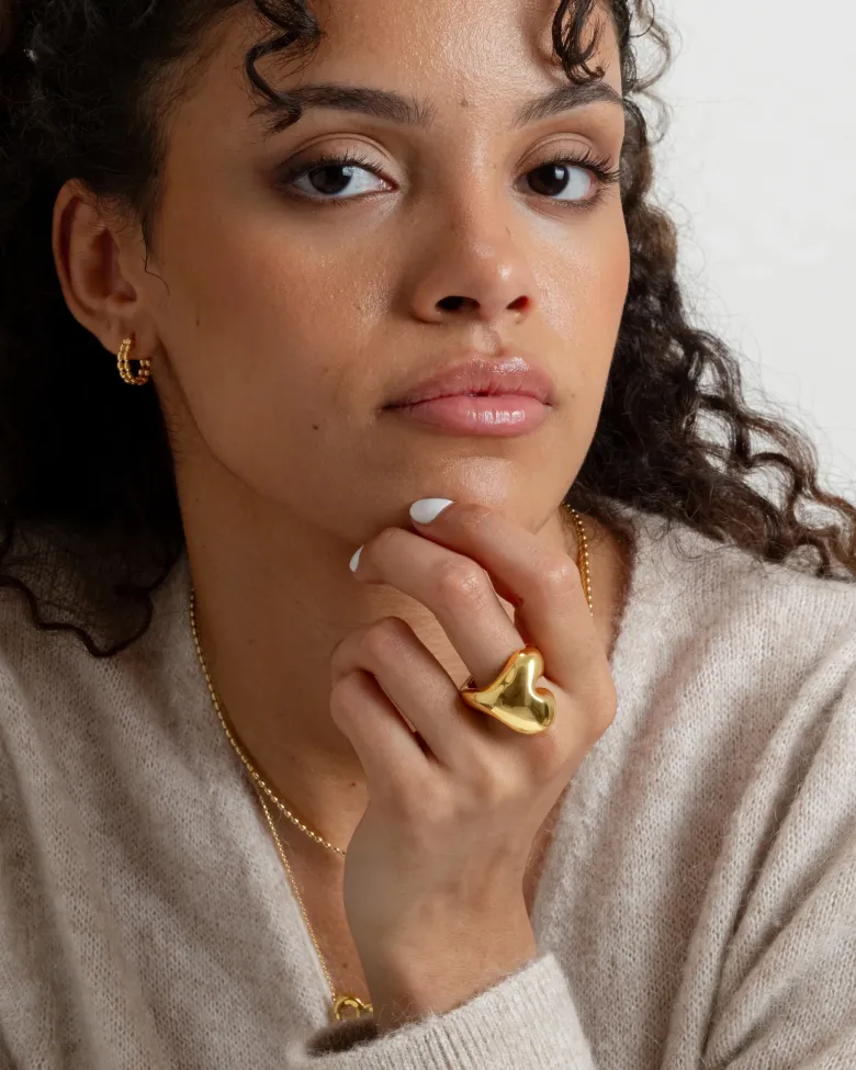 Syster P Bolded Heart Ring Guld