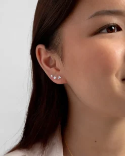 Syster P Celestia Triple Stone Studs Silver