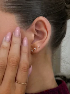 Syster P Celestia Triple Stone Studs Gold