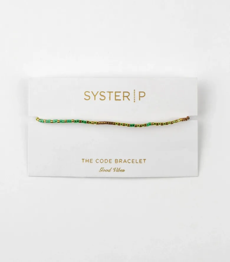 Syster P Code Armband Guld GOOD VIBES