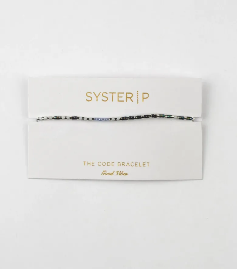 Syster P Code Armband Silver GOOD VIBES