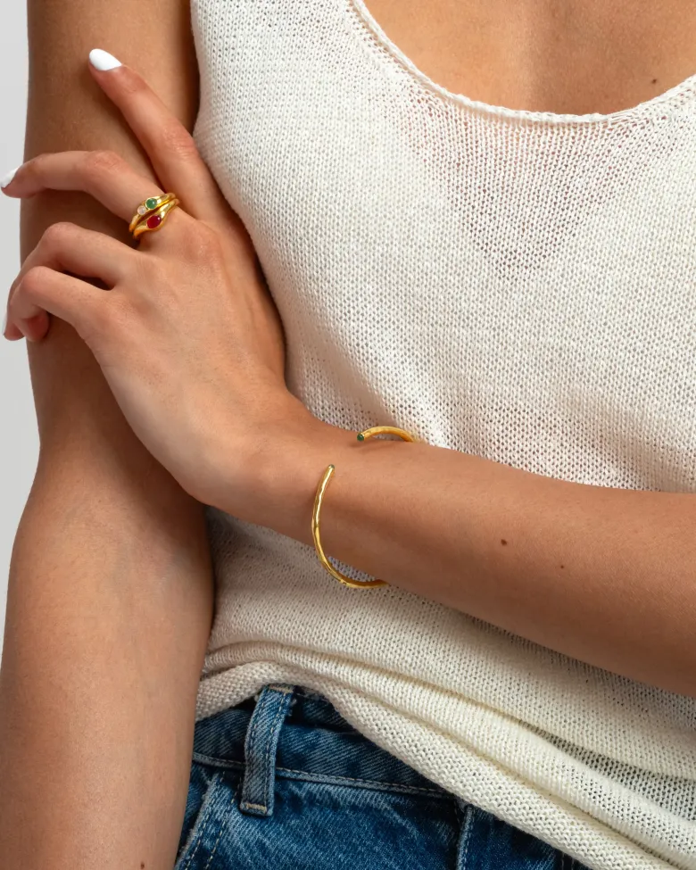 Syster P Florentina Bangle Guld Green Jade