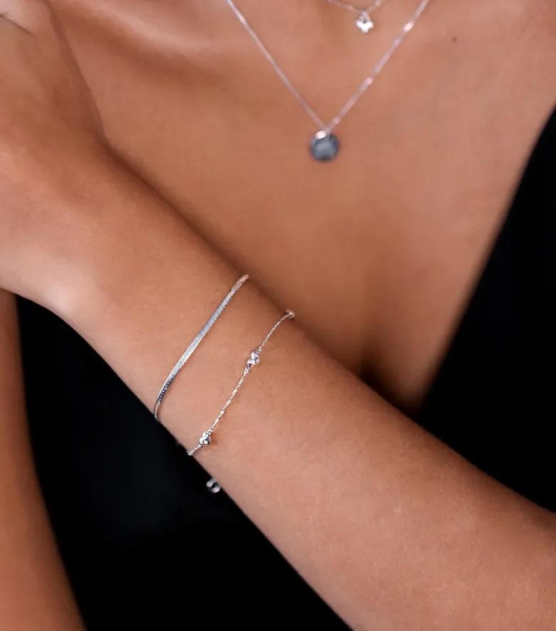 Syster P Herringbone Armband Silver