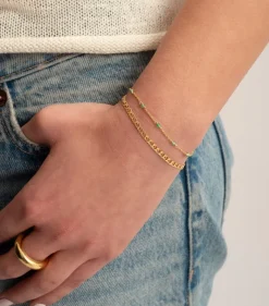 Syster P Santa Monica Armband Guld Green Onyx