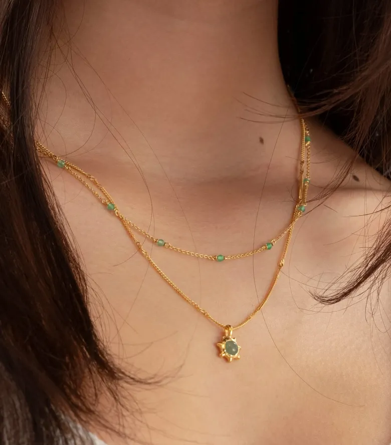 Syster P Santa Monica Halsband Guld Green Onyx