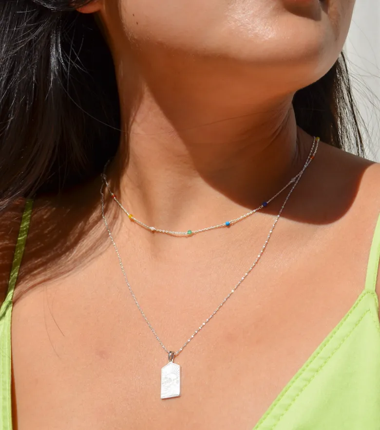 Syster P Santa Monica Multicolor Halsband Silver