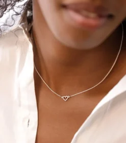 Syster P Snap Crystal Hjärta Halsband Silver