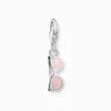 Thomas Sabo Charm-hängsmycke rosa solglasögon med vita stenar silver