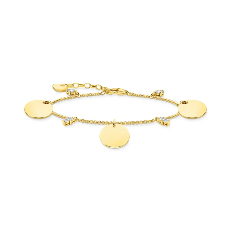 Thomas Sabo Armband med tre hängsmycke och vita stenar guld – A1962-414-39