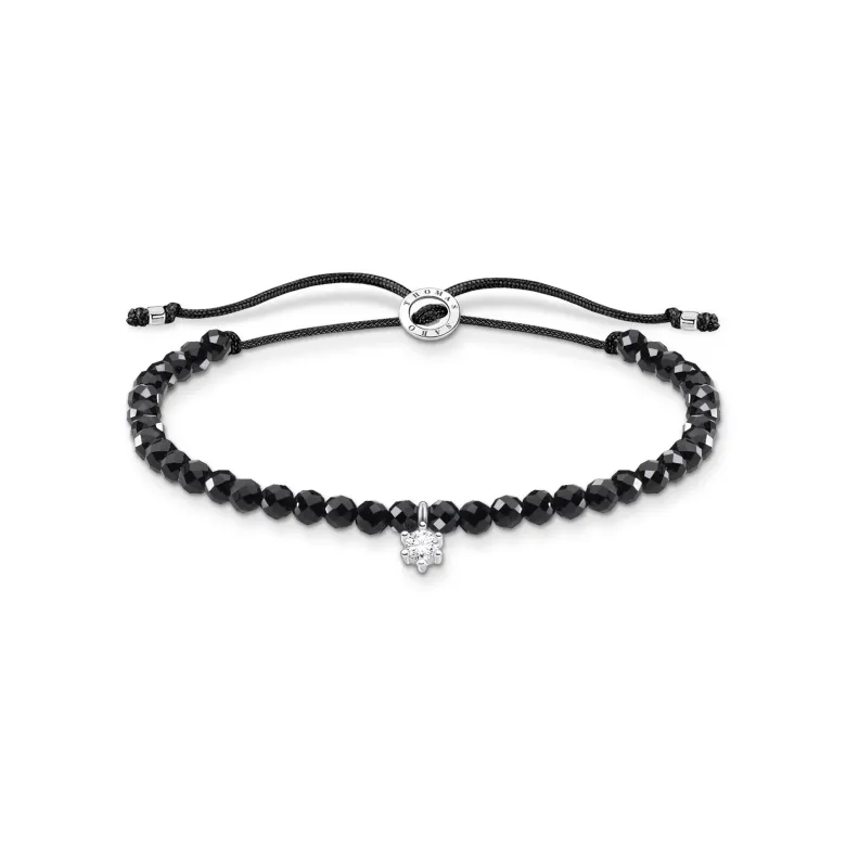 Thomas Sabo Armband svarta pärlor med vit sten – A1987-401-11