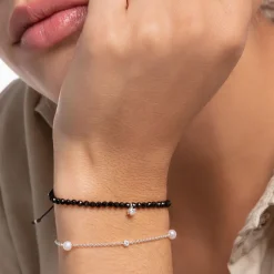 Thomas Sabo Armband svarta pärlor med vit sten – A1987-401-11
