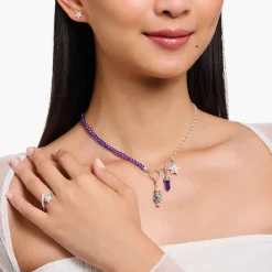 Thomas Sabo Charm Hexagon Silver Lila 2047-348-13