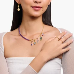 Thomas Sabo Charm Ledamot Charmista Coin Guld Lila 2105-427-13