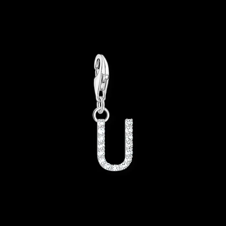 Thomas Sabo Charm-hängsmycke bokstaven U med vita stenar silver