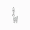 Thomas Sabo Charm-hängsmycke bokstaven W med vita stenar silver