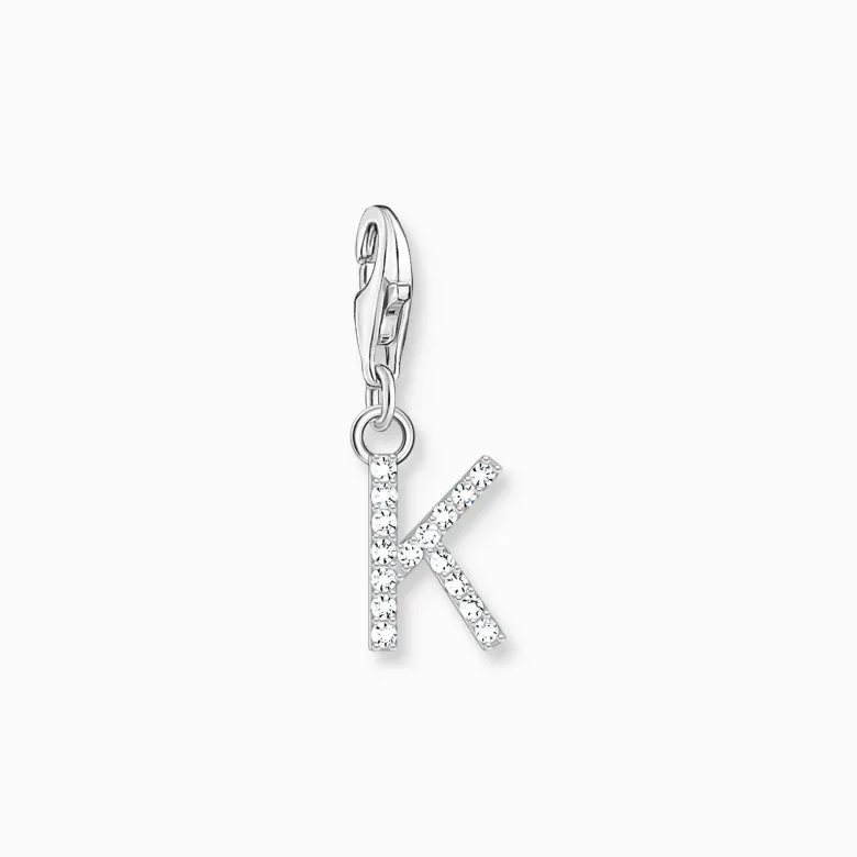 Thomas Sabo Charm-hängsmycke bokstaven K med vita stenar silver