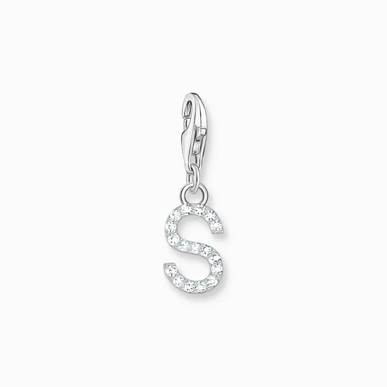 Thomas Sabo Charm-hängsmycke bokstaven S med vita stenar silver
