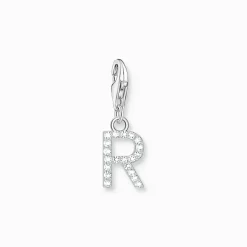 Thomas Sabo Charm-hängsmycke bokstaven R med vita stenar silver