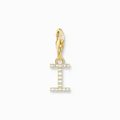 Thomas Sabo Charm-hängsmycke bokstaven I med vita stenar guldpläterad