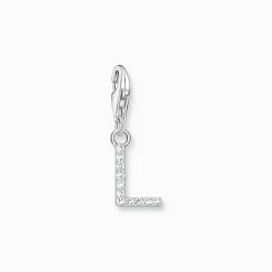 Thomas Sabo Charm-hängsmycke bokstaven L med vita stenar silver