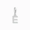 Thomas Sabo Charm-hängsmycke bokstaven E med vita stenar silver