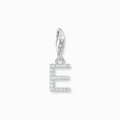 Thomas Sabo Charm-hängsmycke bokstaven E med vita stenar silver