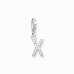 Thomas Sabo Charm-hängsmycke bokstaven X med vita stenar silver