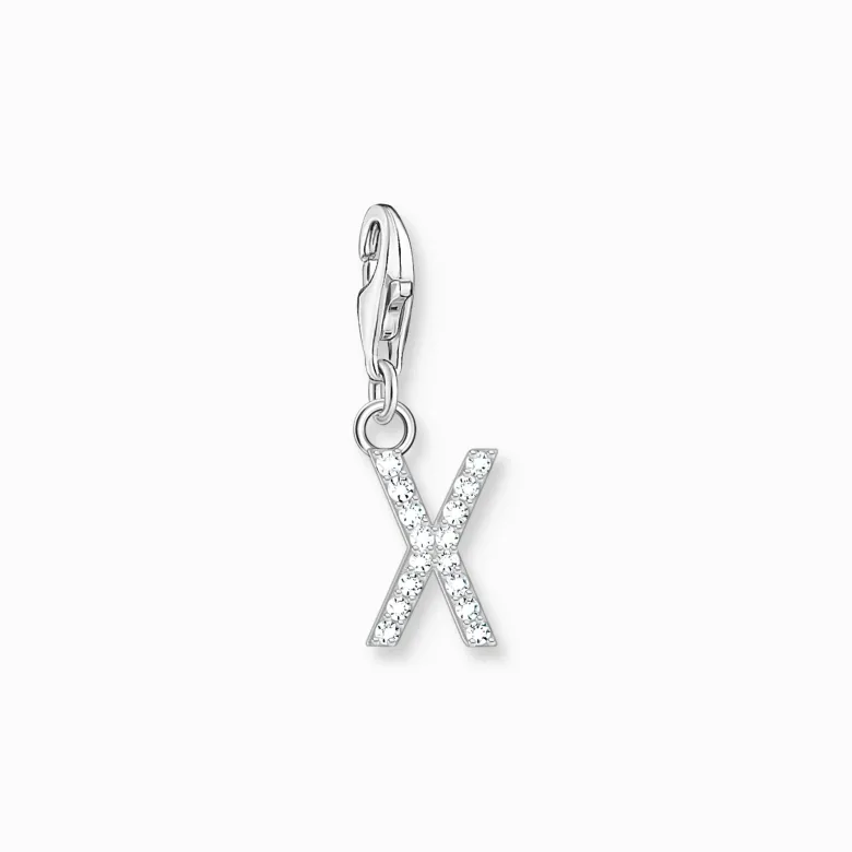 Thomas Sabo Charm-hängsmycke bokstaven X med vita stenar silver