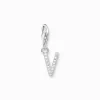 Thomas Sabo Charm-hängsmycke bokstaven V med vita stenar silver